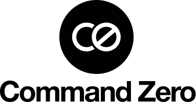 Command Zero logo featuring a white circular symbol on a black background.